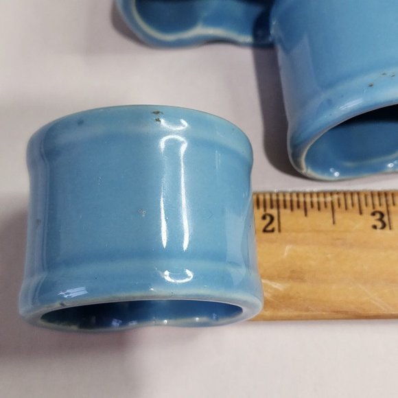 VERA Blue Ceramic Napkin Rings  set of 4 holders 2.75" classic style - Picture 9 of 10